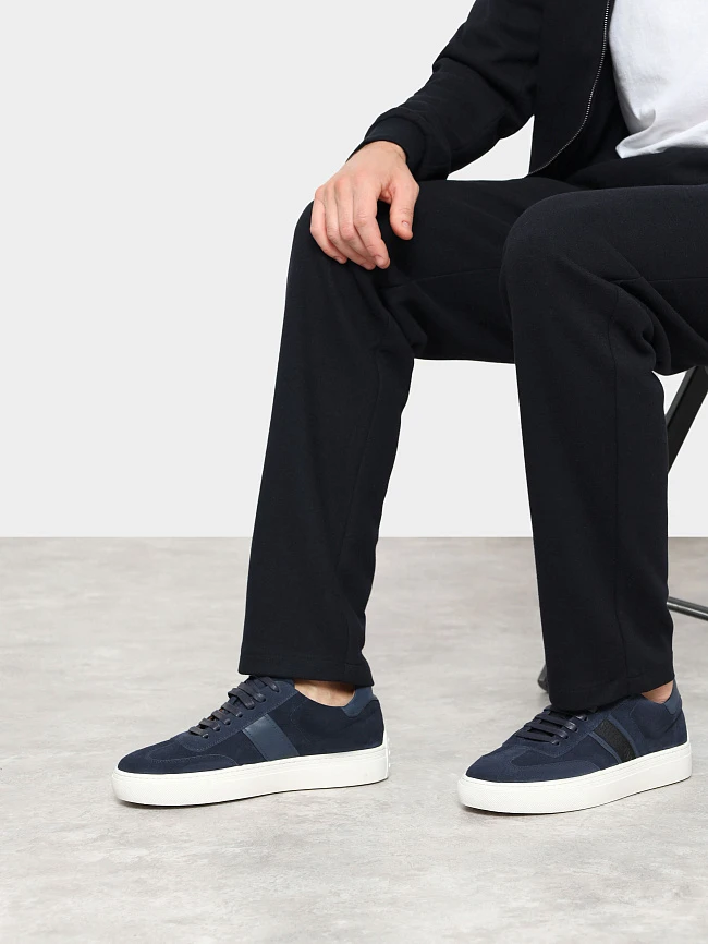 Кеды мужские демисезонные, цвет синий, натуральная кожа/натуральный спилок M253697-1 | 12