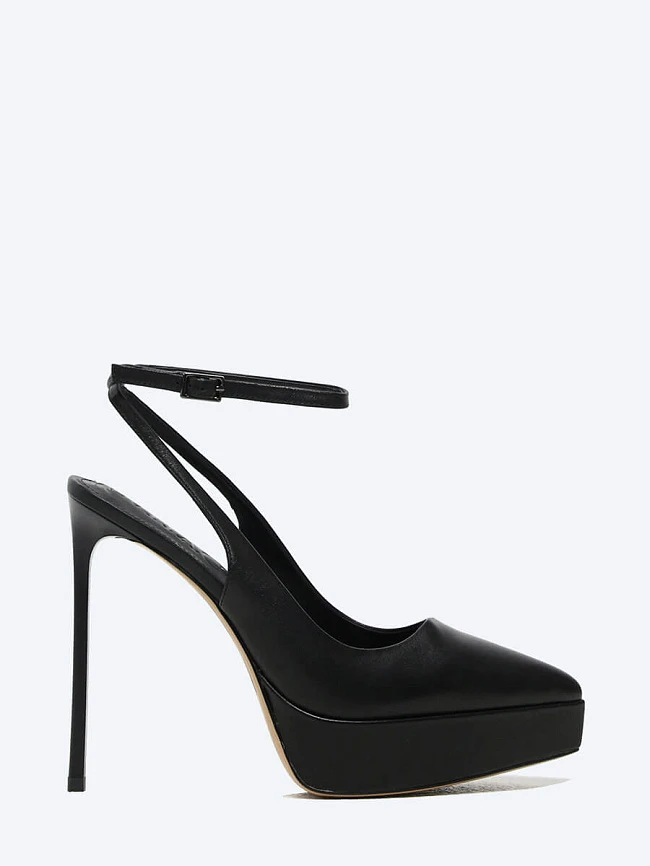 Туфли женские летние, цвет черный, натуральная кожа 496014 | 2