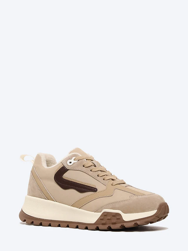 Кроссовки женские демисезонные, цвет бежевый, текстиль/натуральная кожа и полимерные материалы 1849477 | 1