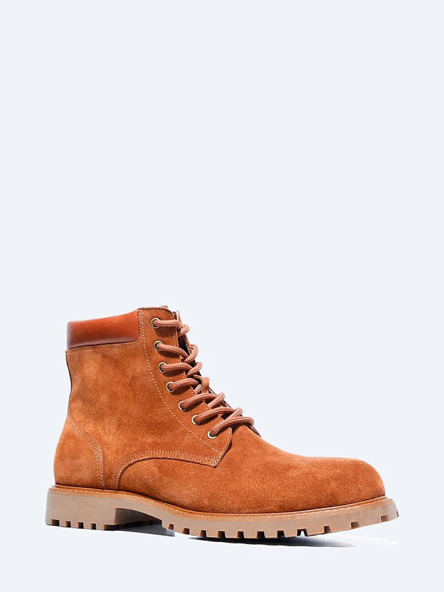 Ботинки мужские демисезонные, цвет рыжий, натуральная кожа/натуральный спилок M253428 | 1