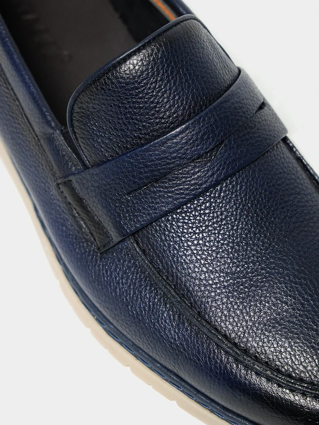 Лоферы мужские летние, цвет синий, натуральная кожа M262288 | 5