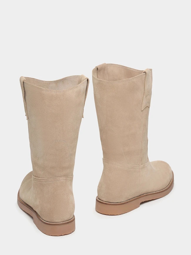 Полусапоги женские демисезонные, цвет бежевый, натуральный спилок 136568 | 4