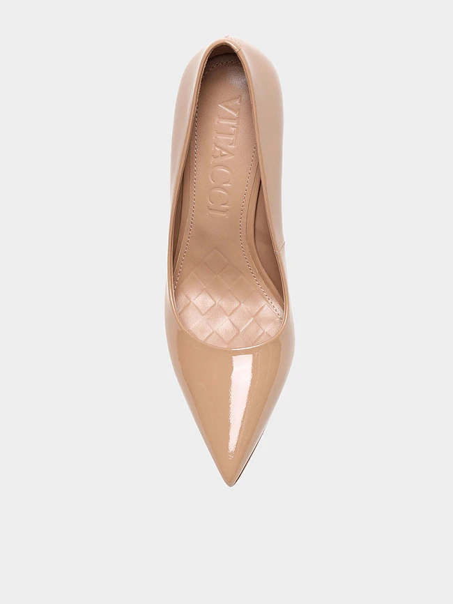 Туфли женские всесезонные, цвет бежевый, натуральная лаковая кожа 497416 | 4