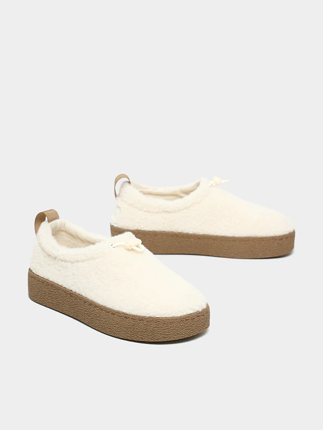 Полуботинки женские зимние, цвет молочный, искусственный мех 7210363M | 3