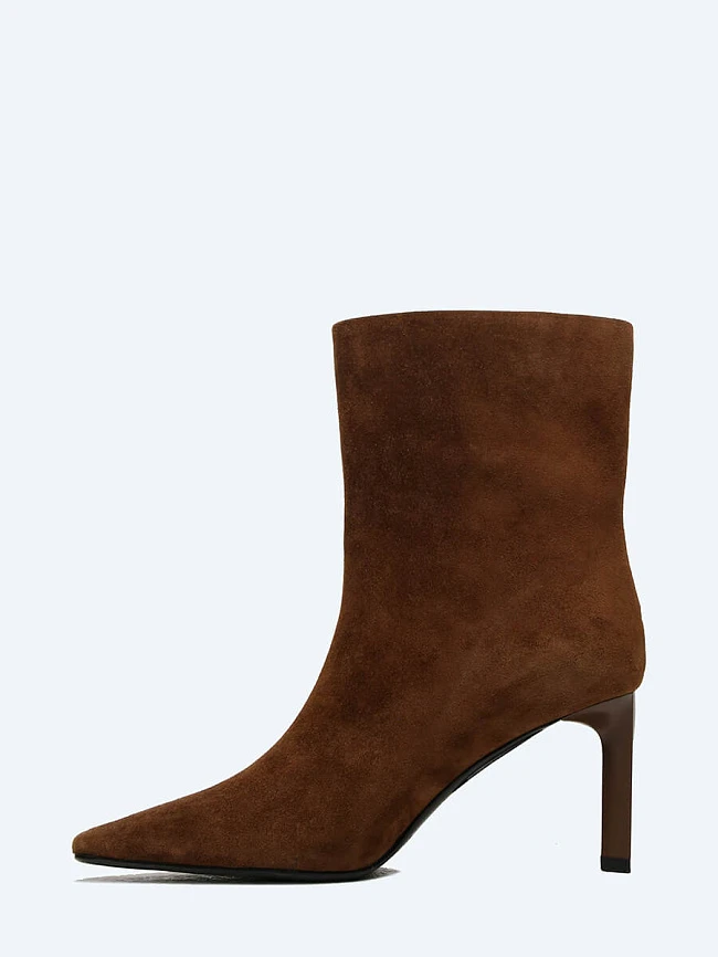 Полусапоги женские демисезонные, цвет коричневый, натуральный велюр 1852732 | 3