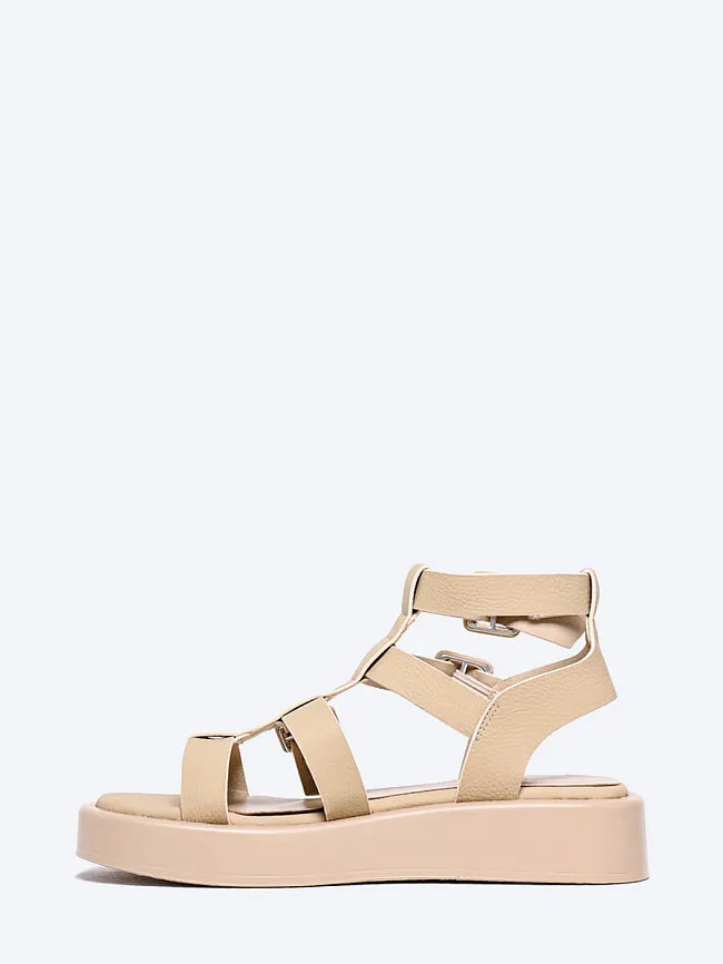 Сандалии женские летние, цвет бежевый, натуральная кожа и полимерные материалы 1849948 | 3