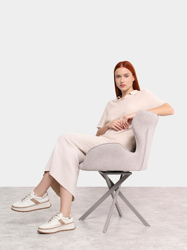 Кроссовки женские демисезонные, цвет бежевый, натуральная кожа 1221472 | 12