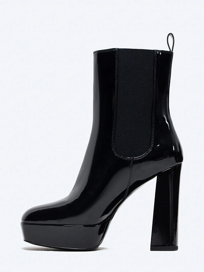 Полусапоги женские демисезонные, цвет черный, натуральная лаковая кожа 1493795 | 3