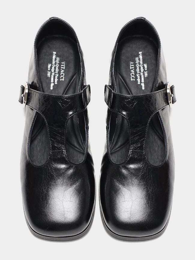 Балетки женские всесезонные, цвет черный, натуральная масляная кожа 7210419 | 4