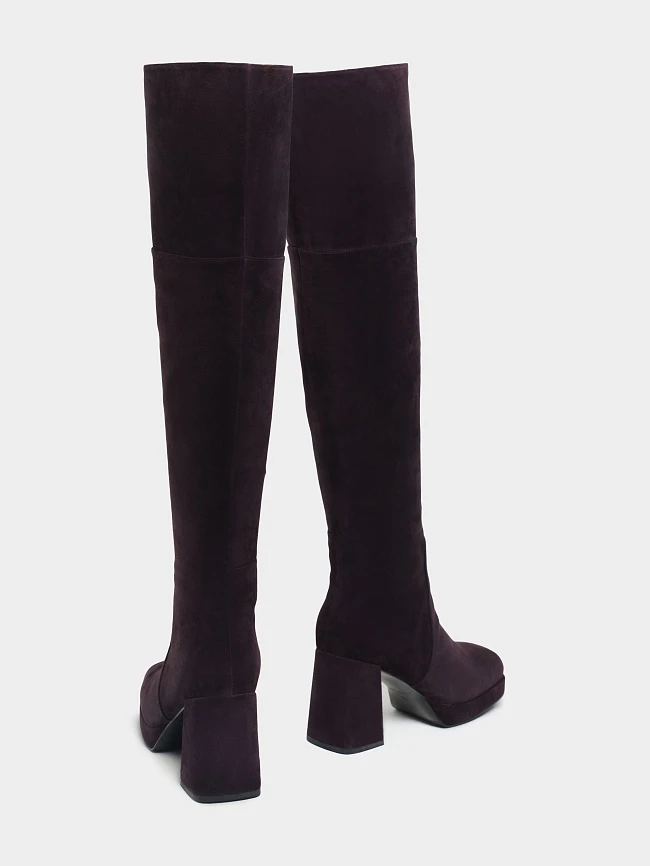 Сапоги женские зимние, цвет фиолетовый, натуральный велюр 1730321M | 3