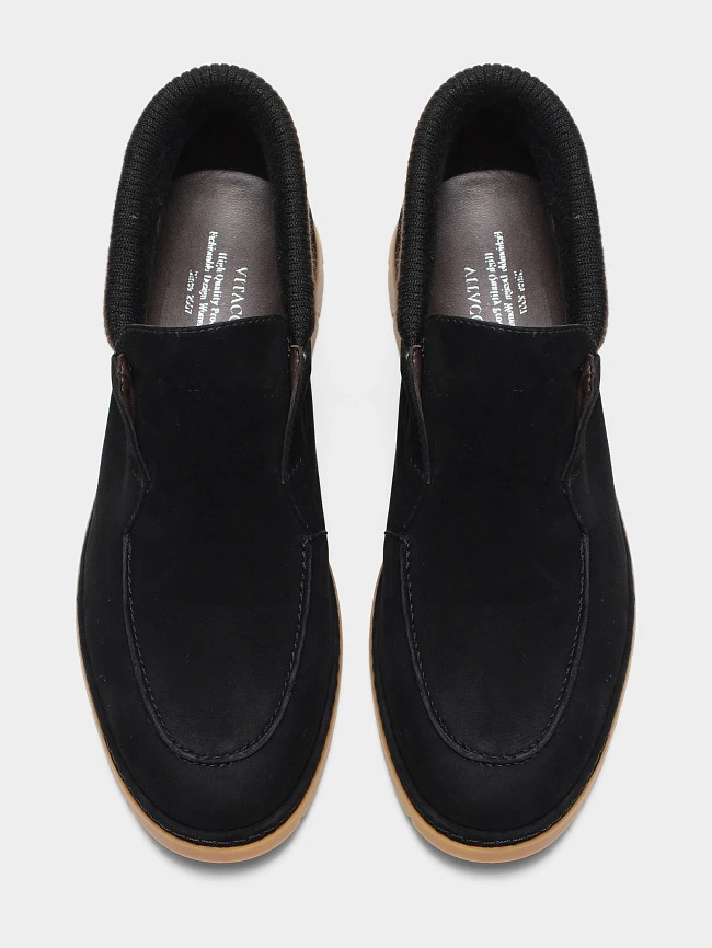 Лоферы женские демисезонные, цвет черный, натуральный велюр/шерсть 1821575 | 5