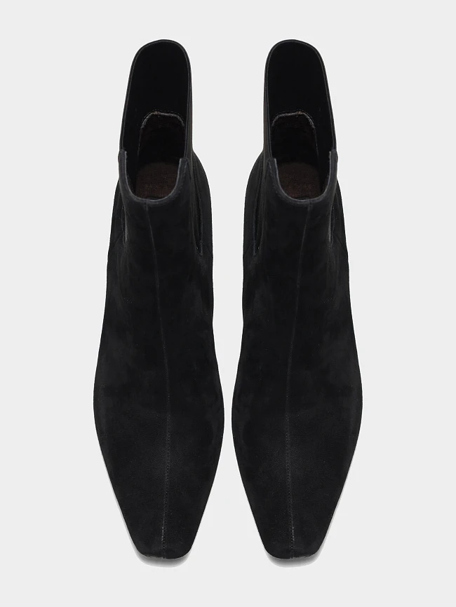 Полусапоги женские всесезонные, цвет черный, натуральный велюр 17VC423 | 5