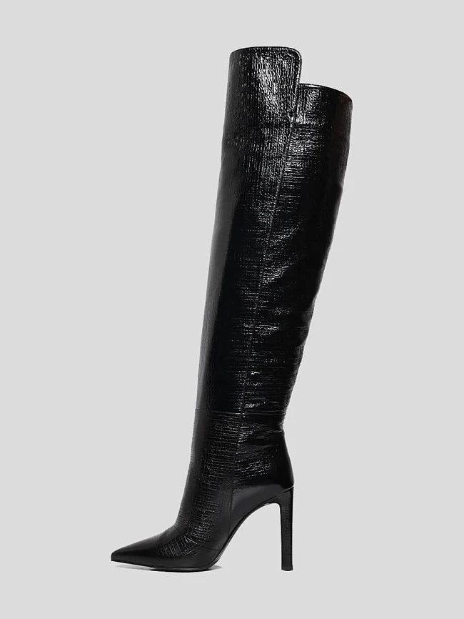 Ботфорты женские демисезонные, цвет черный, натуральный наплак 1492968 | 3