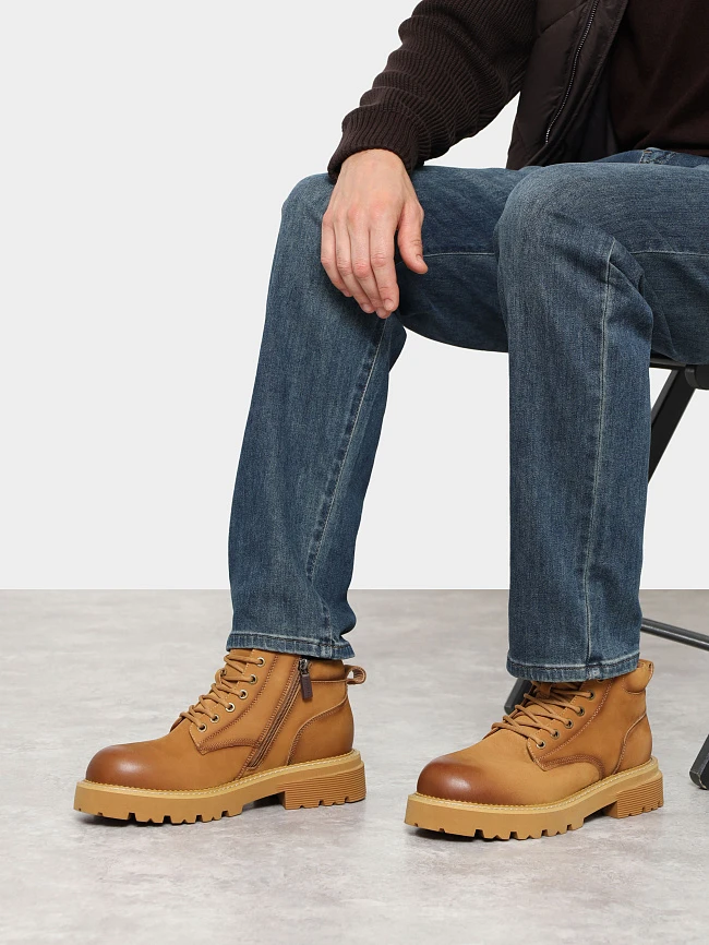 Ботинки мужские демисезонные, цвет песочный, натуральный нубук M03053 | 12