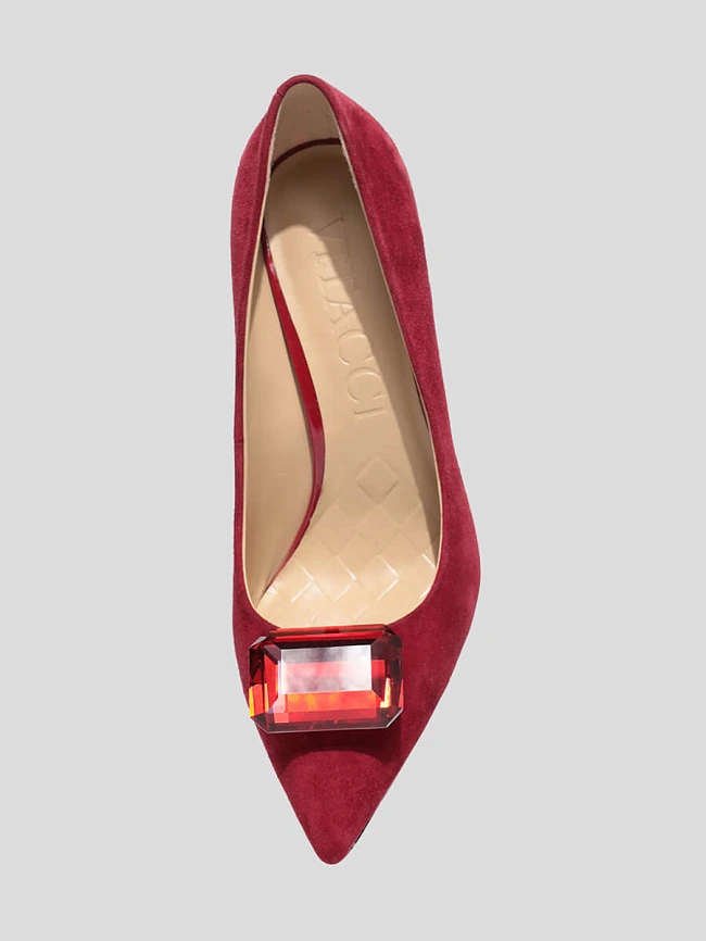 Туфли женские всесезонные, цвет красный, натуральный велюр 1852307 | 4