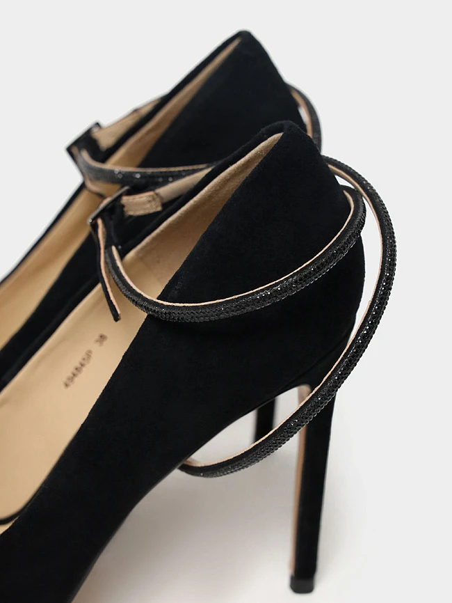 Туфли женские всесезонные, цвет черный, натуральный велюр 494845 | 5