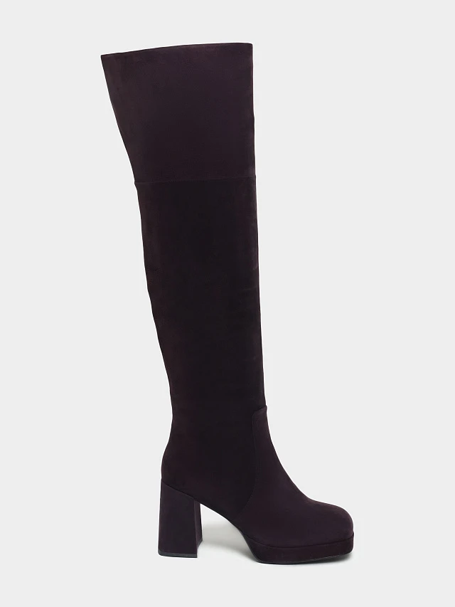 Сапоги женские зимние, цвет фиолетовый, натуральный велюр 1730321M | 1