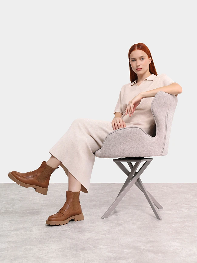 Ботинки женские демисезонные, цвет рыжий, натуральная кожа 1221253 | 12