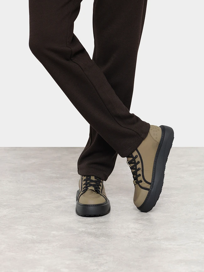 Кеды мужские зимние, цвет хаки, текстиль M03050M | 8