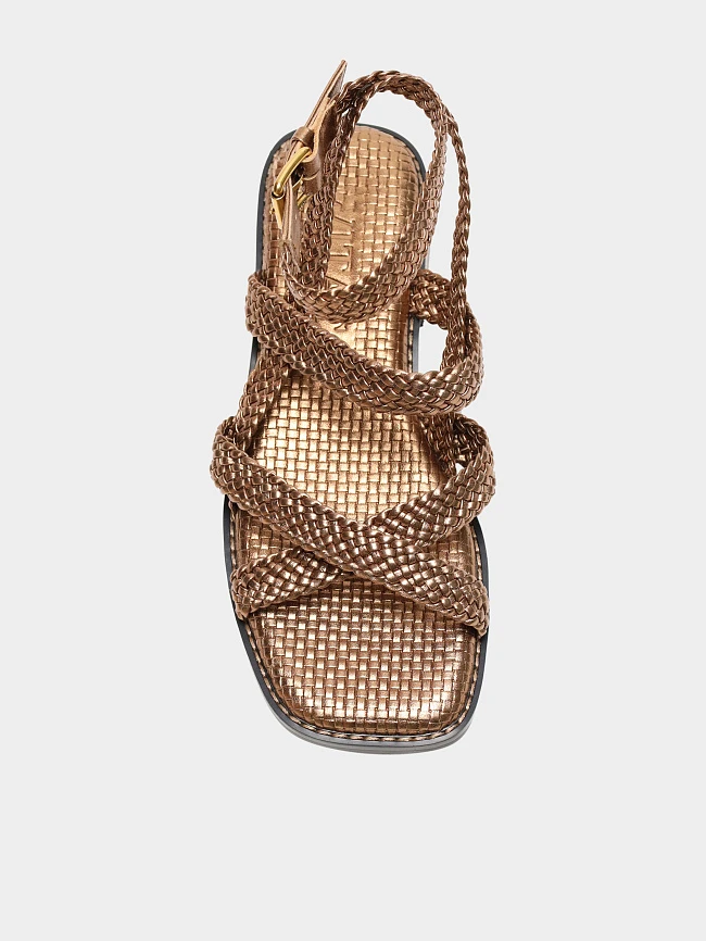 Сандалии женские летние, цвет золотой, натуральная кожа 1821708 | 4