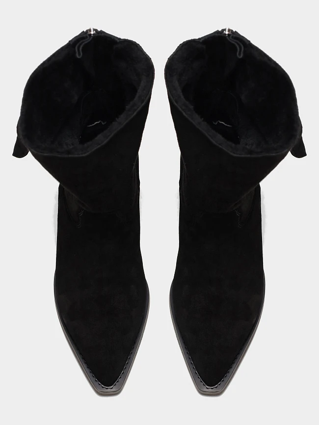 Полусапоги женские зимние, цвет черный, натуральный спилок 1731193M | 4