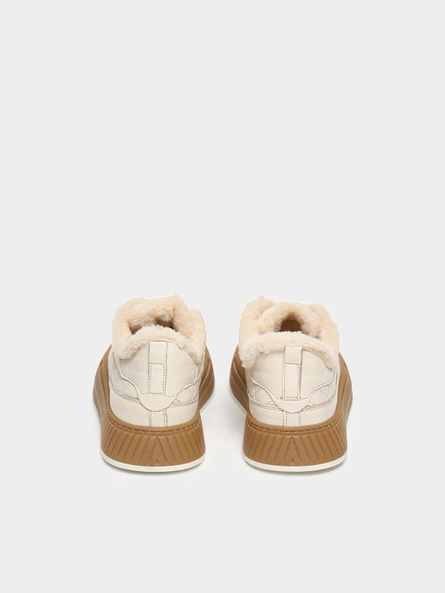 Кеды женские зимние, цвет бежевый, натуральная кожа 136876M | 6