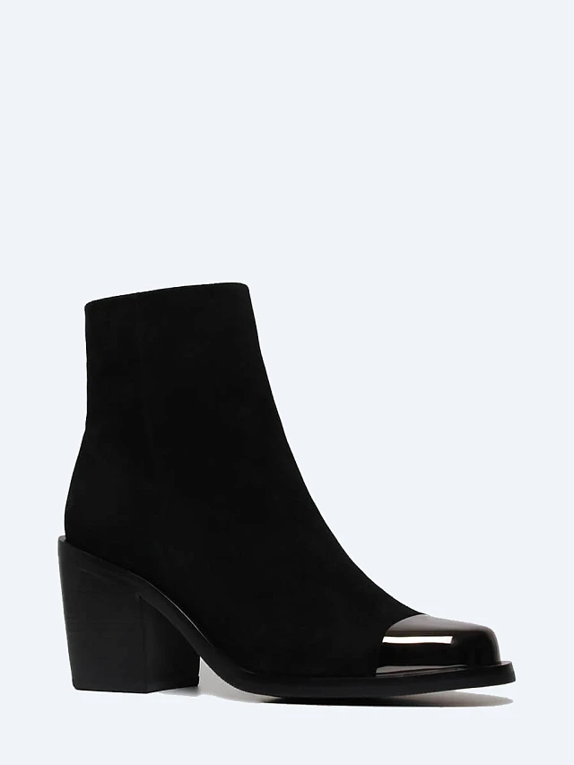 Ботильоны 1411242M женские цвет черный, натуральный велюр 1411242M        | 1