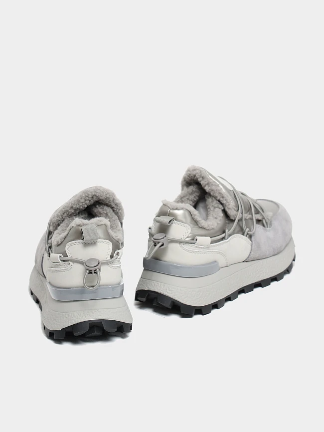 Кроссовки женские зимние, цвет серый, натуральный спилок/текстиль/искусственный мех 5270001M | 4