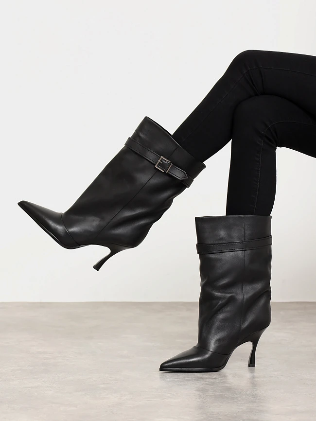 Сапоги женские всесезонные, цвет черный, натуральная кожа 944243 | 7