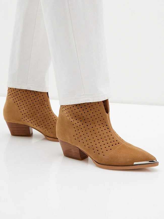 Ботильоны женские летние, цвет рыжий, натуральный спилок 1849874 | 6