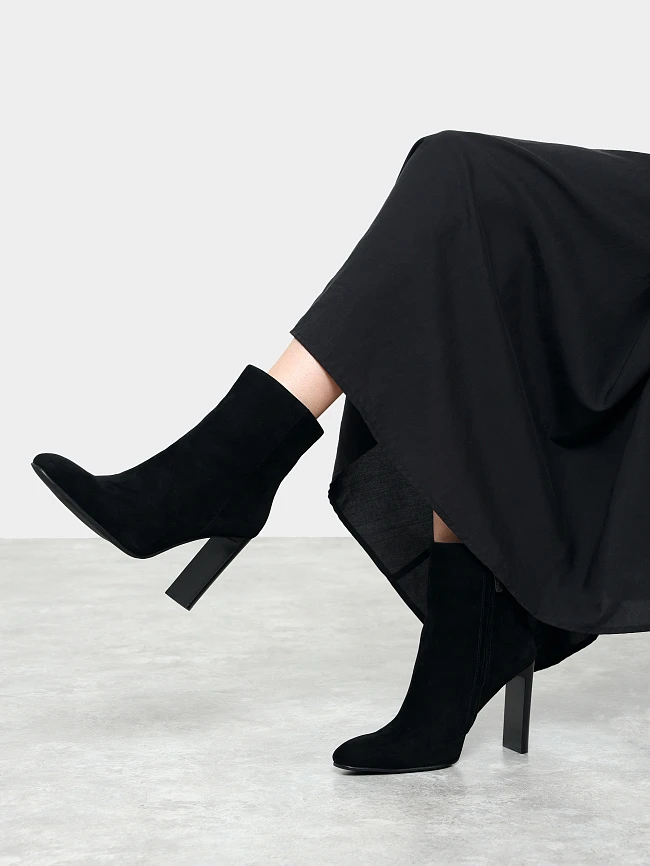 Ботильоны женские зимние, цвет черный, натуральный велюр 1494758M | 10