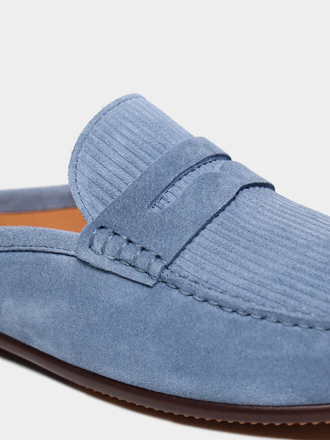 Сабо мужские летние, цвет голубой, натуральный спилок M801336 | 5