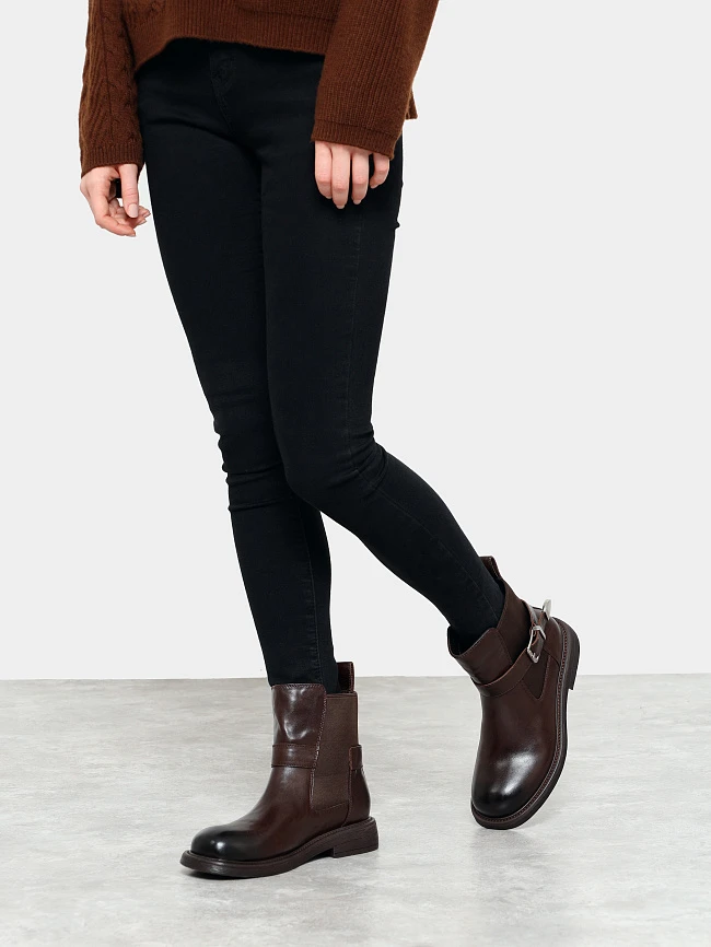 Полусапоги женские демисезонные, цвет коричневый, натуральная кожа 17VC432 | 6