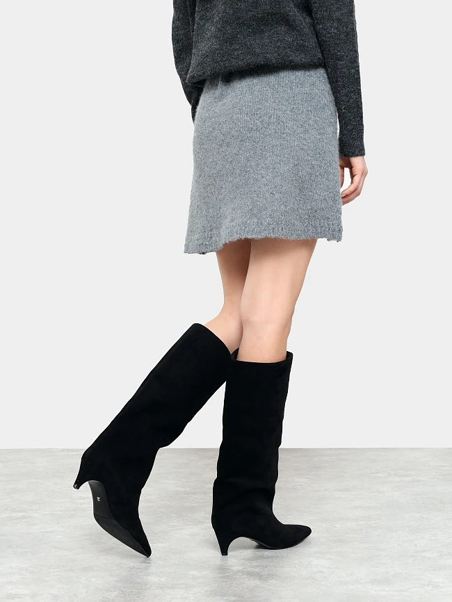 Сапоги женские демисезонные, цвет черный, натуральный велюр 497215 | 8