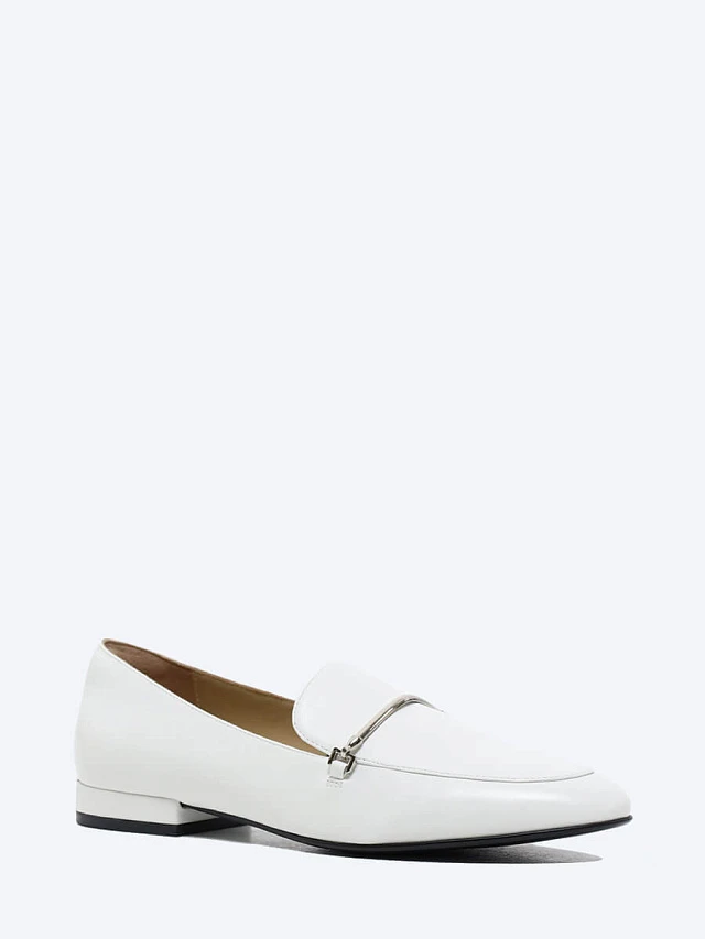 Лоферы женские всесезонные, цвет белый, натуральная кожа 641591 | 1