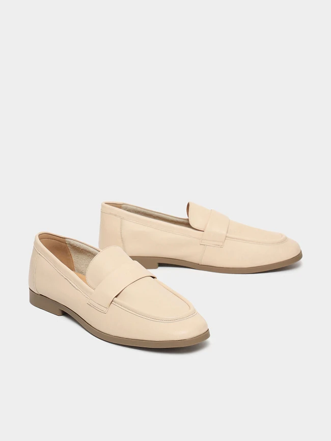 Лоферы женские всесезонные, цвет молочный, натуральная кожа 3630228 | 3