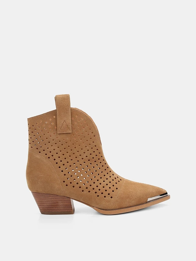 Ботильоны женские летние, цвет рыжий, натуральный спилок 1849874 | 1