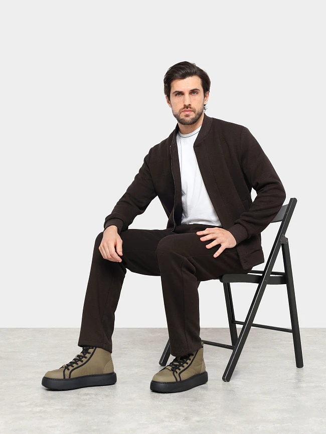 Кеды мужские зимние, цвет хаки, текстиль M03050M | 10