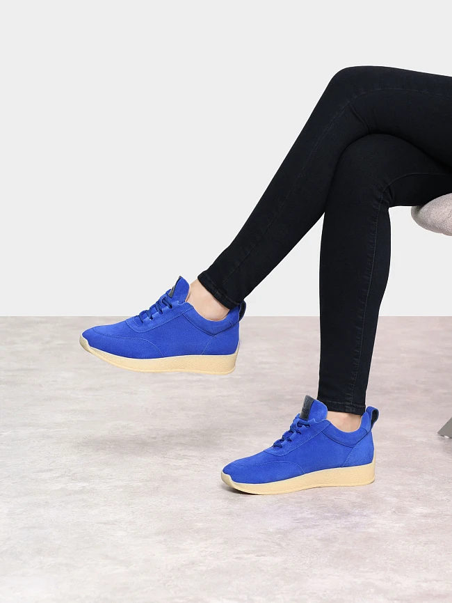 Кроссовки женские демисезонные, цвет синий, натуральный спилок 1780001 | 11