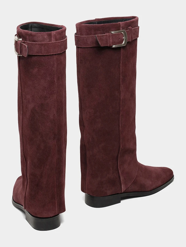 Сапоги женские демисезонные, цвет бордовый, натуральный спилок 7210333 | 3
