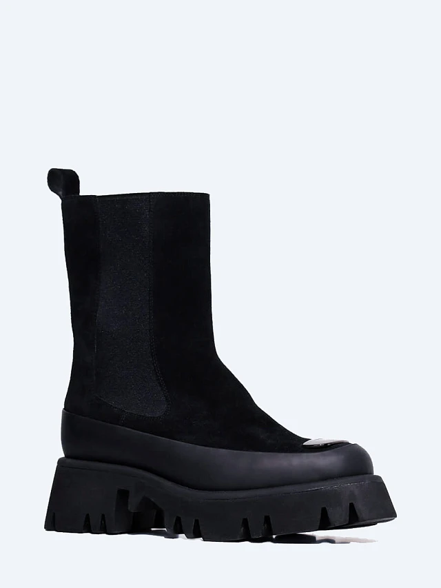 Ботинки женские демисезонные, цвет черный, натуральный спилок/натуральная кожа 1820313 | 1