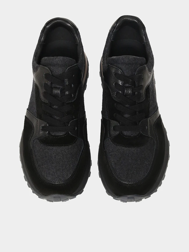 Кроссовки мужские демисезонные, цвет черный, натуральная кожа/натуральный спилок M1782084 | 5