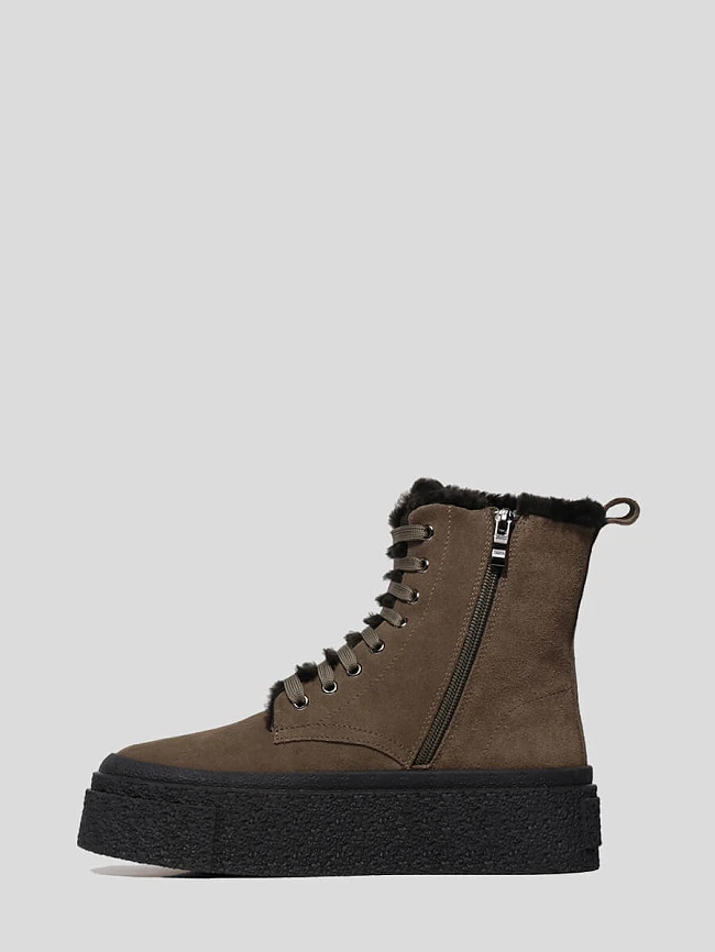 Ботинки женские зимние, цвет хаки, натуральный спилок 1890335M | 3
