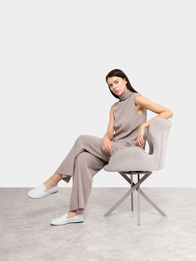 Лоферы женские всесезонные, цвет белый, натуральная кожа и полимерные материалы 1849748 | 11