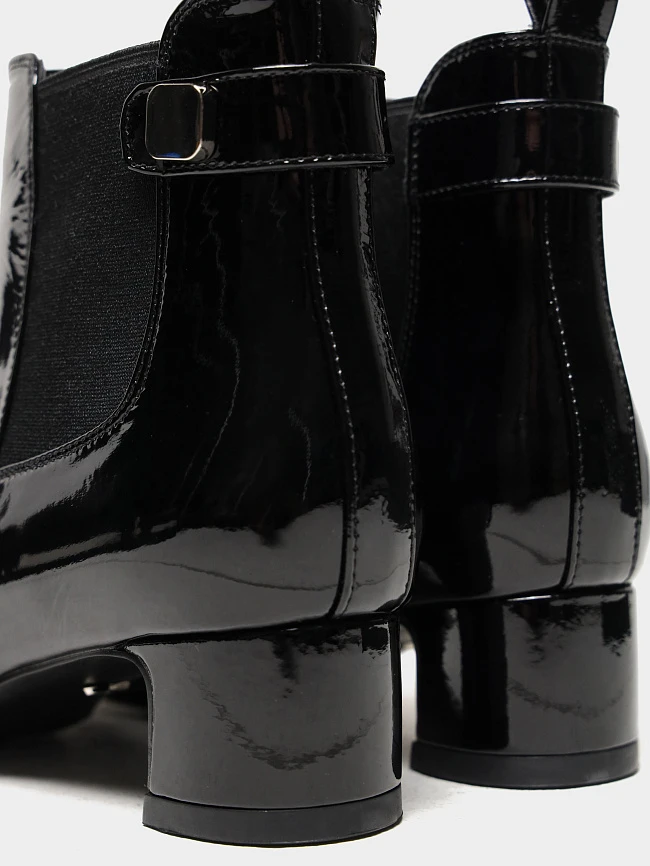 Ботильоны женские всесезонные, цвет черный, натуральная лаковая кожа 17VC405 | 6