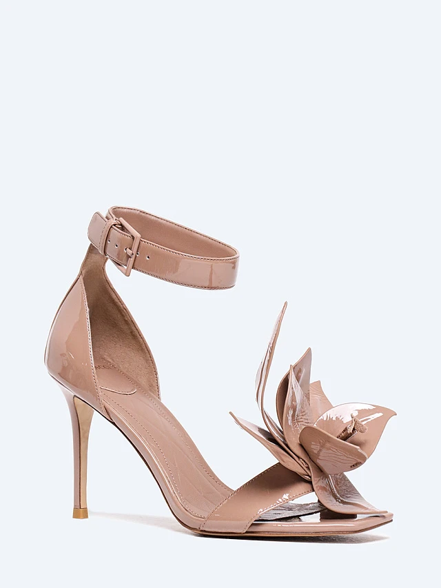 Босоножки женские летние, цвет бежевый, натуральная лаковая кожа 1494165 | 1