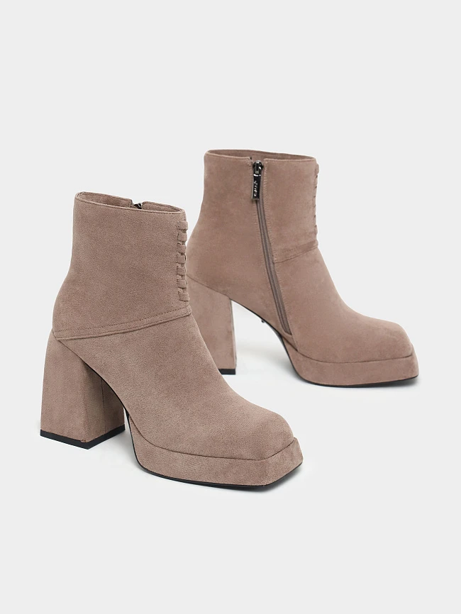 Ботильоны женские демисезонные, цвет серый, искусственный велюр 1399227 | 2