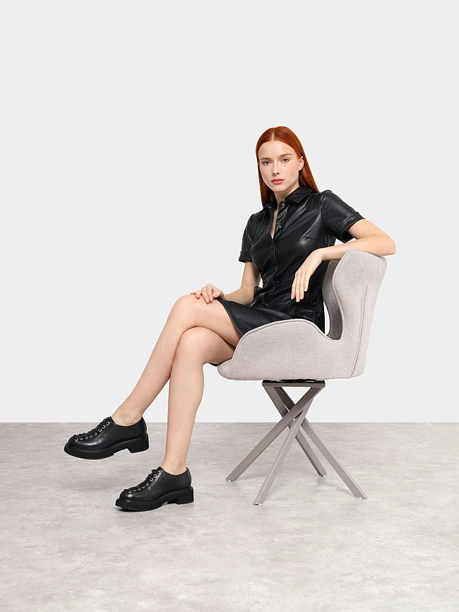 Полуботинки женские всесезонные, цвет черный, натуральная кожа 1821110-1 | 10