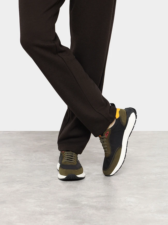 Кроссовки мужские демисезонные, цвет хаки, натуральный спилок/текстиль/натуральная кожа M03104 | 9