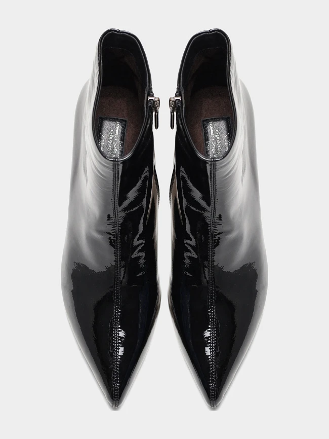 Ботильоны женские всесезонные, цвет черный, натуральная лаковая кожа 17VC418 | 5